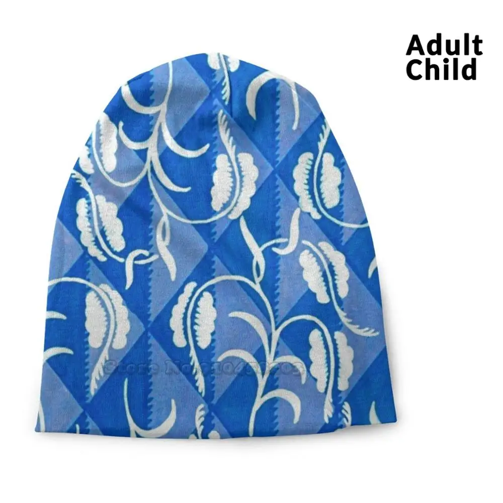 

French Blue And White Hip-Hop Hat Beanie Hat Casual Polyester Knit Cap Classic Pattern French Stylish Cool Pretty