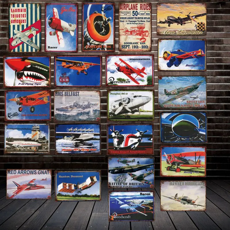 [WellCraft] самолет гонщик металлическая табличка настенные знаки олова Плакаты