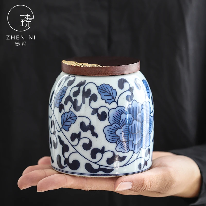 

round travel tea container ceramic suger Vintage weed smell proof coffee tea storage jar Teaware thee blikjes tea organize BK50C