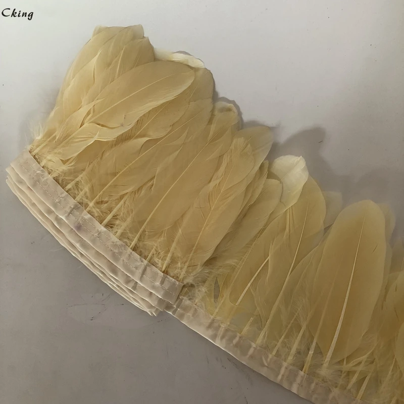 Набор из 10 ярдов окрашенных в цвет шампанского гусиных перьев 6 8 дюймов ширину