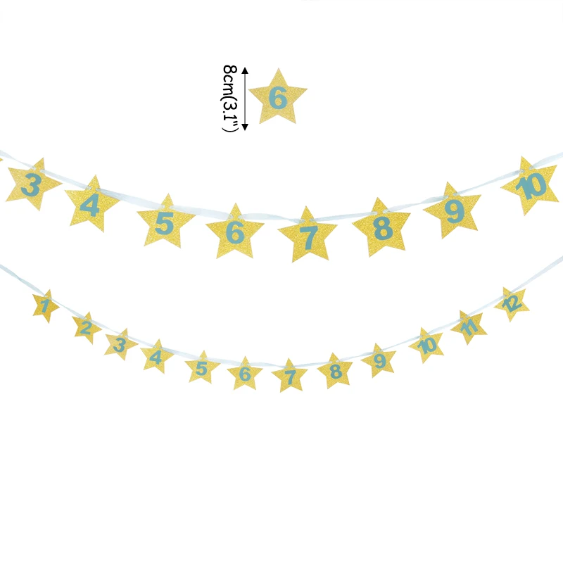 photo banner 2 WEIGAO First Birthday Photo Clips Banner Garlands One Year Old Blue 1 Number Balloons Baby Shower Boy Birthday Decor Supplies - Цвет: photo banner 2