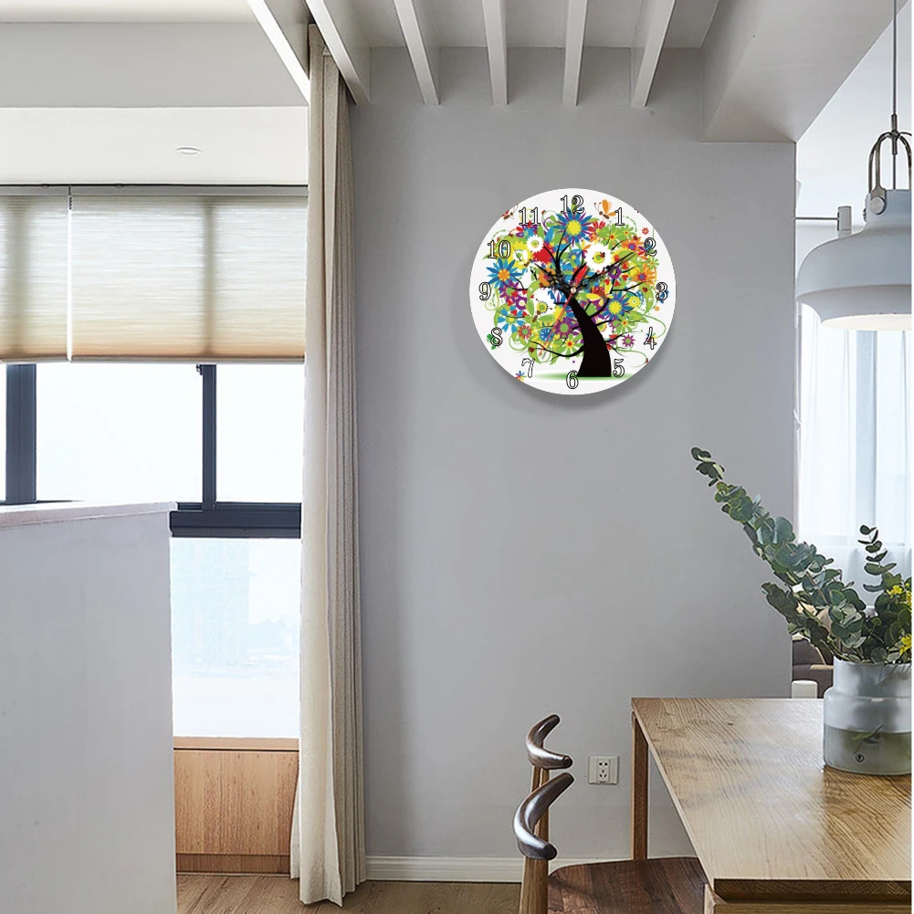 

Wall Clock Creative Doodle Tree Design Roman Numerals Quartz Dial Home Bedroom Living Room Hour Free Shipping