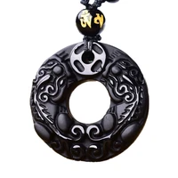 donuts pendant saint mens necklace pendant natural obsidian money divine beast pendant bring wealth to women crystal jewelry
