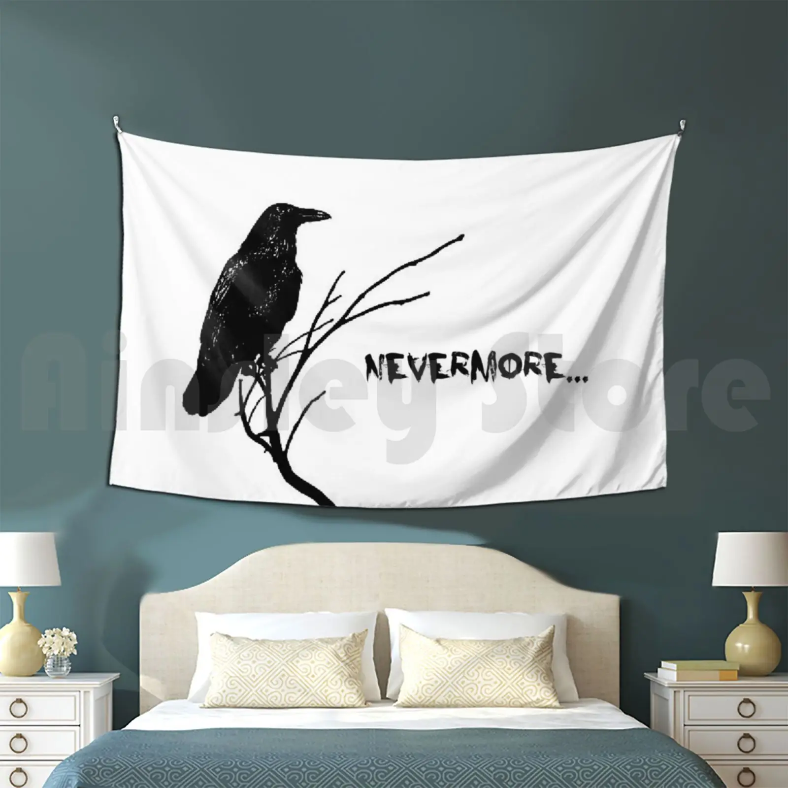 Гобелен Nevermore шляпа Poe Эдгар Аллан поэзия Ворон поэма темные Фотообои |