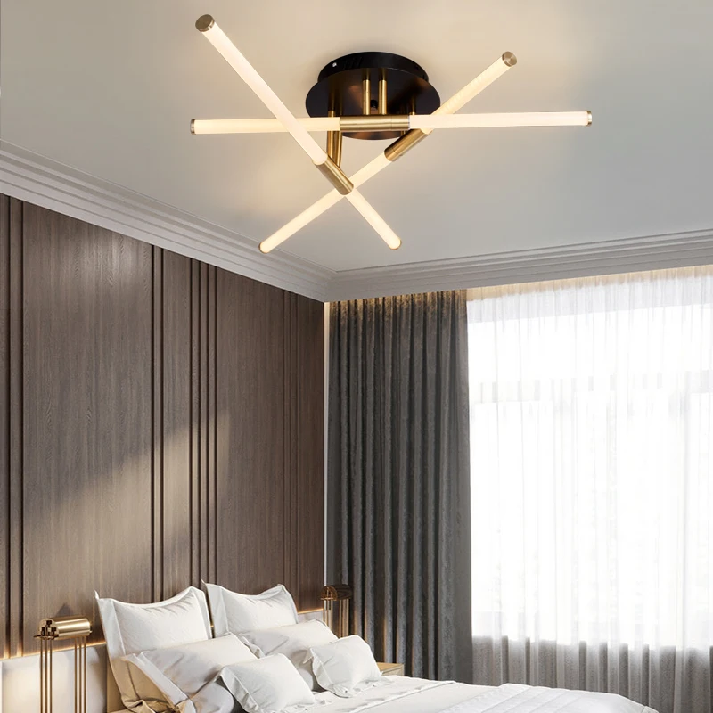$93.60 LODOOO Modern Led Ceiling Lights Living Room Bedroom Black/Gold Restaurant kitchen Led Ceiling Lamps Acrylic Indoor Lighting