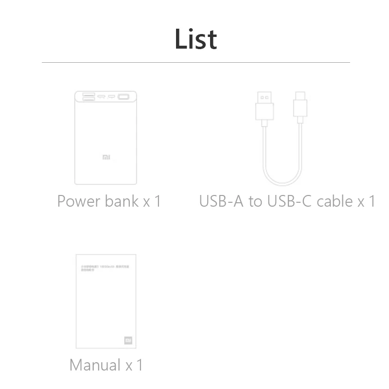 Внешний аккумулятор Xiaomi 10000 мАч PB1022ZM Pocket Версия Mini 3 out 2 в Powerbank портативное