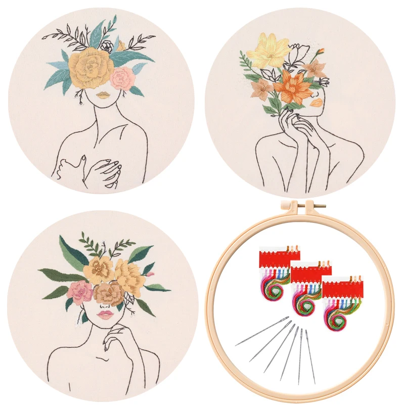 

3 Pcs Feminist Embroidery Starter Kit for Beginners, Gift Embroidery Kits, Handmade Embroidery Set, Craft Kit, English Manual