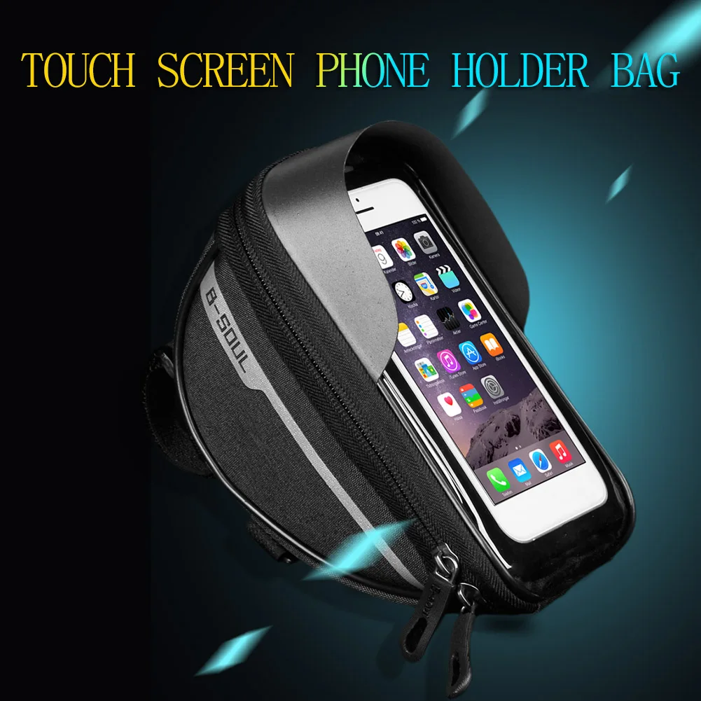bicycle frame front tube bag portable waterproof practical touch screen phone holder mtb bike handlebar cell mobile phone bag free global shipping