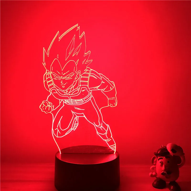 Dragon Ball Z Вегета ГОКу супер сайян, «Жемчуг дракона 3D светодиодный Ночной светильник 7 цветов сенсорный оптический Иллюзия фигурку настольная лампа украшения
