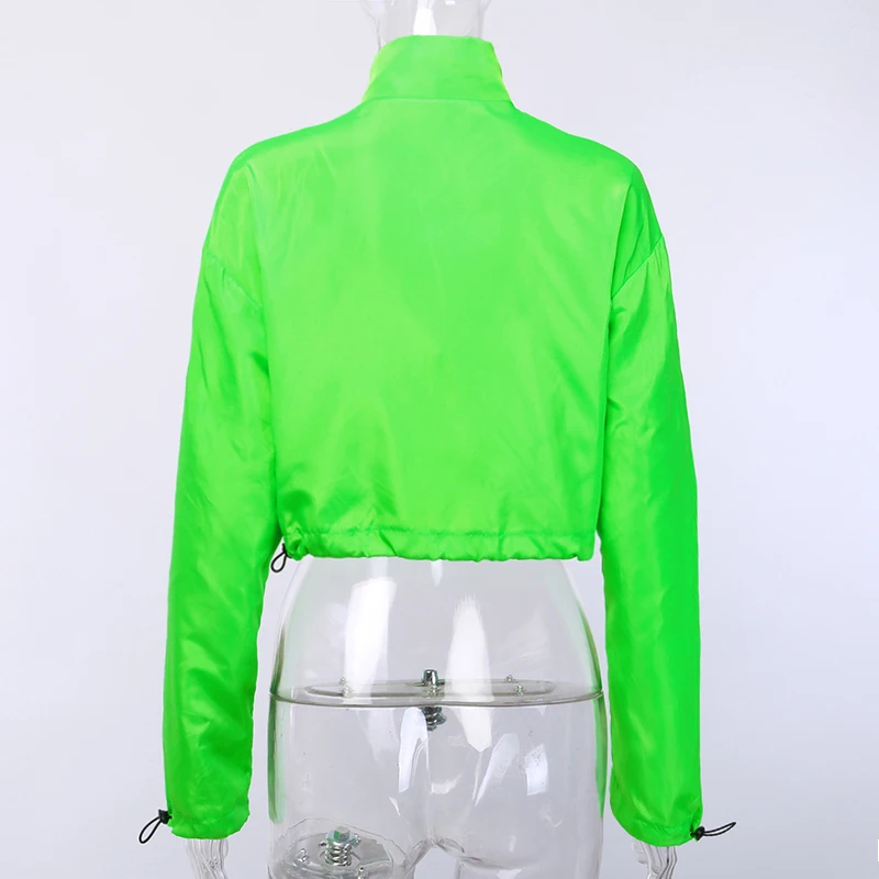 Goocheer Neon Green/женская Повседневная ветровка на молнии с пряжкой и длинным рукавом, новая модная уличная одежда, эластичное пальто с завязками