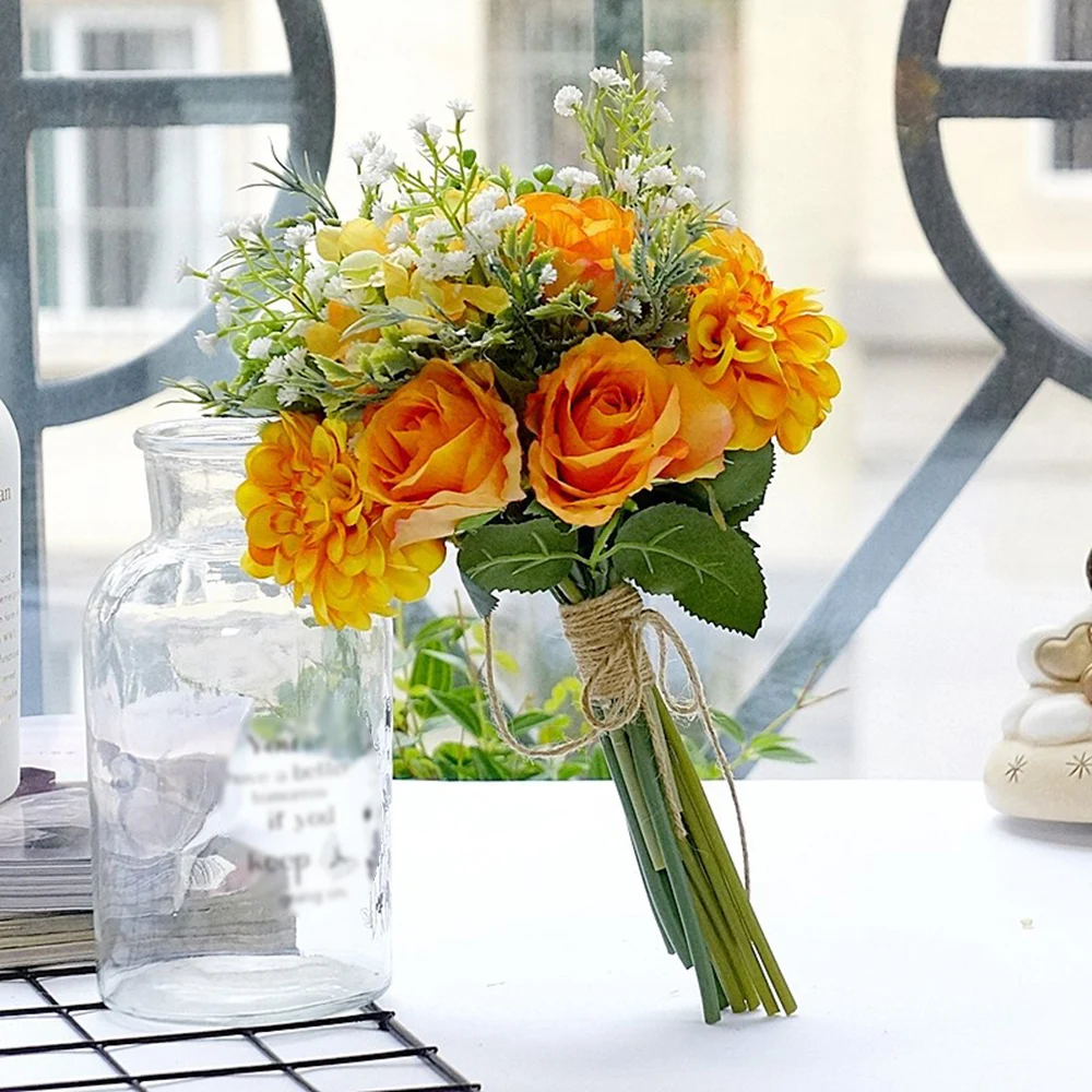 

Искусственные цветы, шелковые розы, свадебные цветы, букет невесты, роза на День святого Валентина, признание, сад, вечерние, Декор для дома