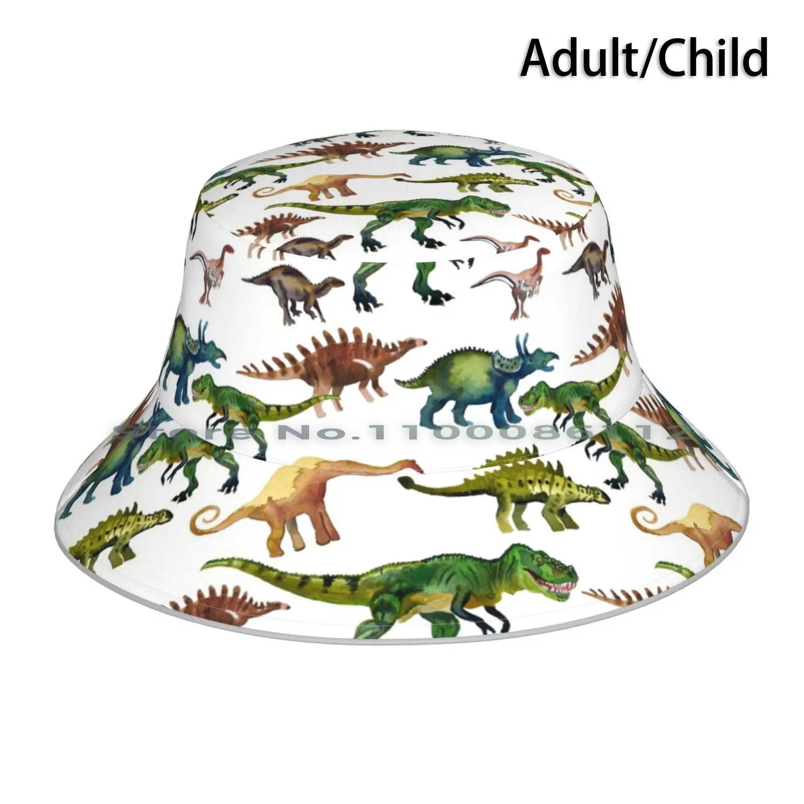 

Панама с динозаврами, парадная шляпа от солнца, T Rex, различные динозавры, зеленые динозавры, акварельные окрашенные динозавры, детский дизай...