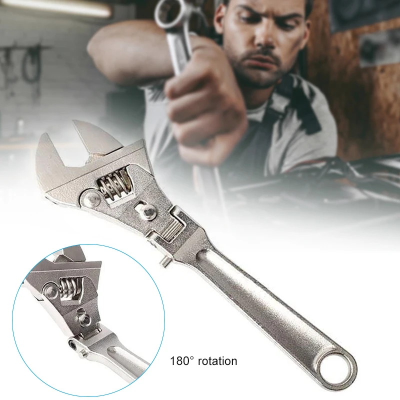 

8 inch Adjustable Ratchet Wrench 180degree Rotation Foldable Spanner Wrench MJJ88