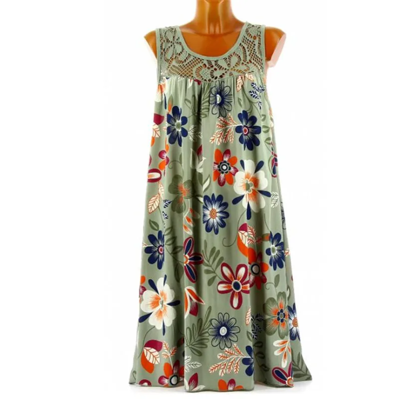 

2021 Women Summer Dress Boho Style Floral Print Beach Dress Tunic Sundress Loose Mini Party Dress Vestidos Plus Size 5XL