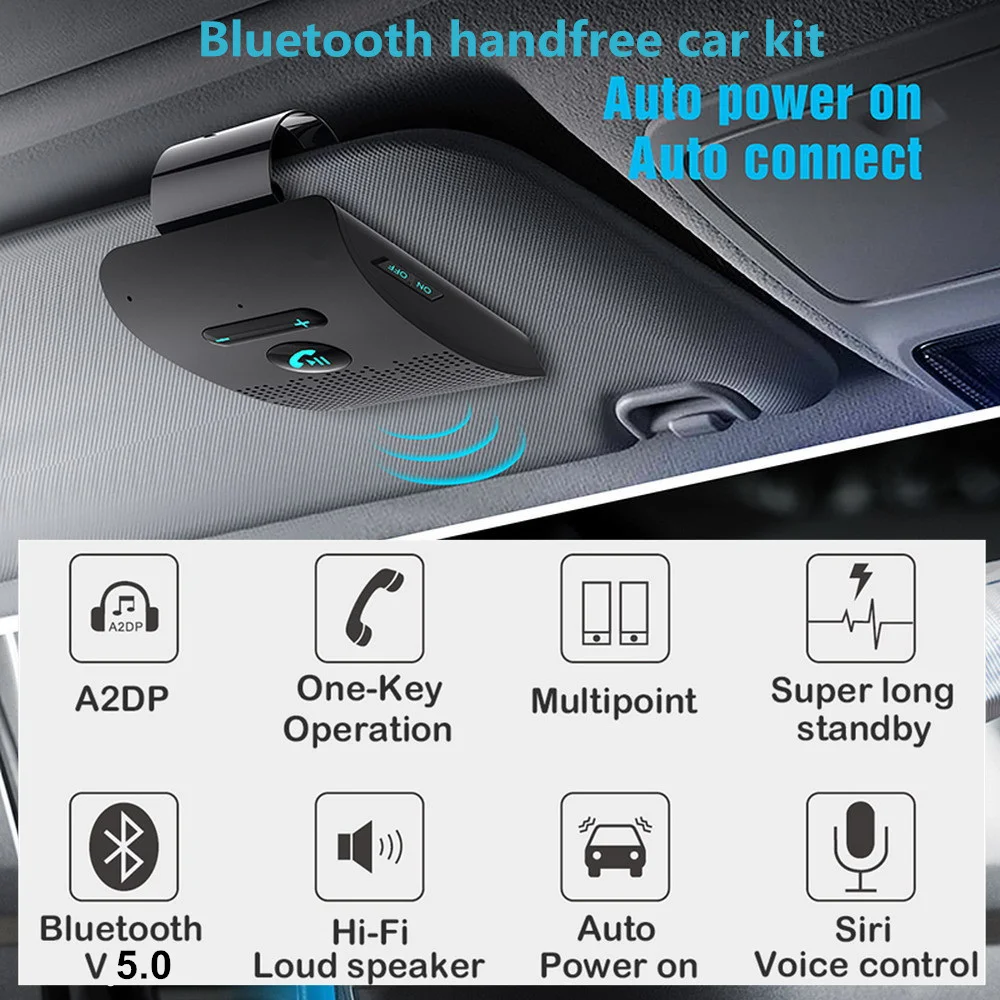 Автомобильный комплект громкой связи Bluetooth 5 0 Громкая колонка MP3 музыкальный