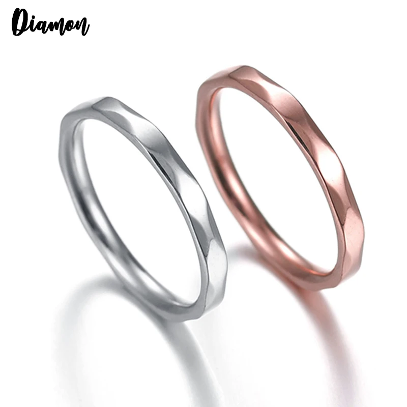 Романтичное кольцо Diamon из нержавеющей стали с розовым золотом обручальное