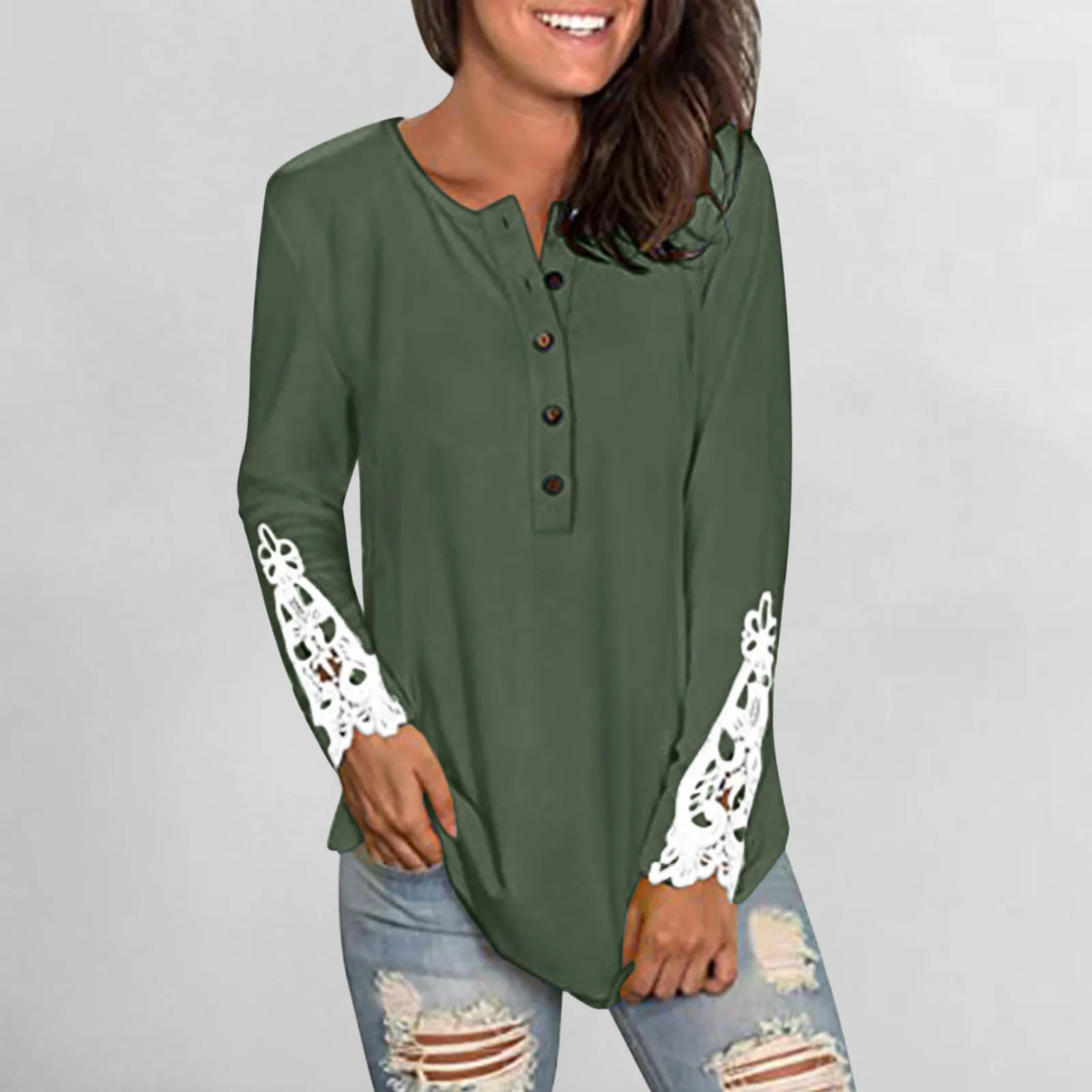 Новинка модная женская кружевная блузка Сексуальная Ажурная рубашка с вышивкой