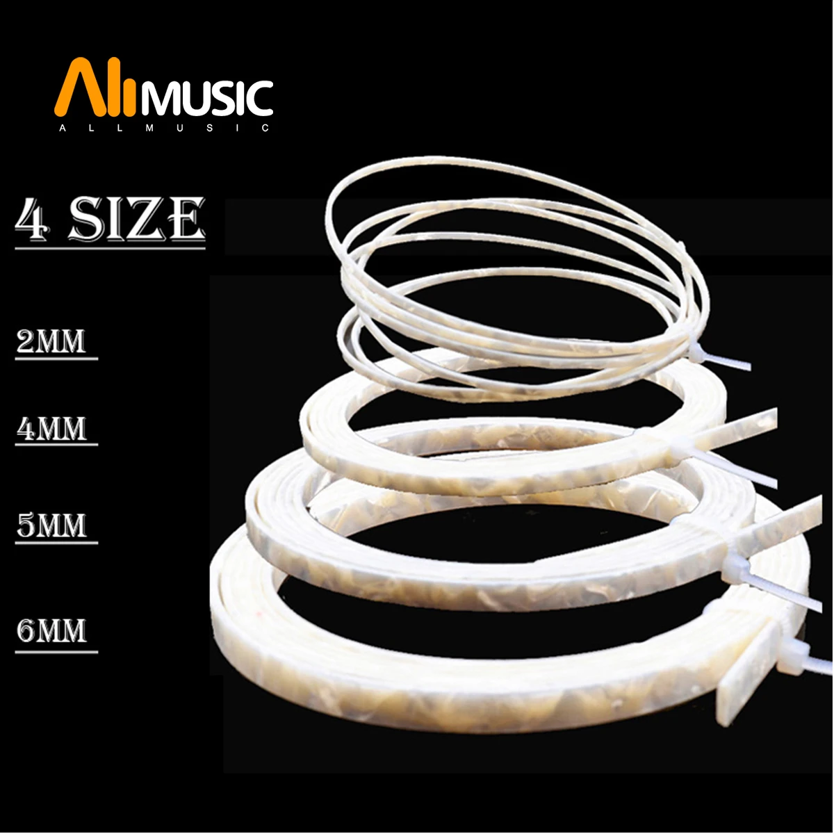 Разноцветные целлулоидные 6/5/4/2 мм Ширина гитары вязка Purfling 5 футов Длина белый