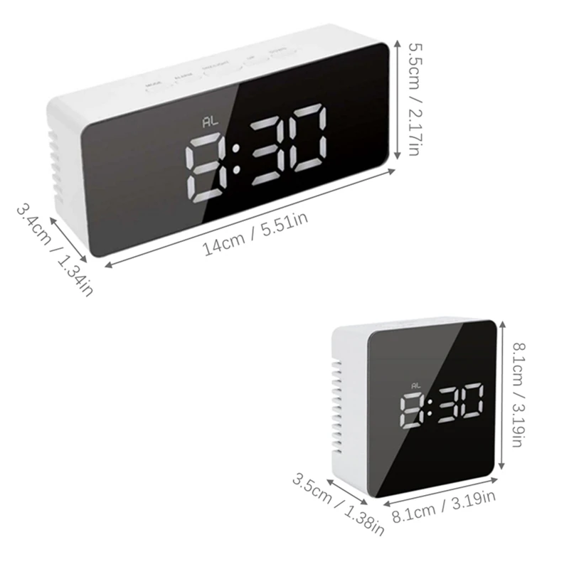 

LED Mirror Alarm Clock Digital Snooze Table Clock Wake Up Light Electronic Large Time Temperature Display Home Decoration Clock