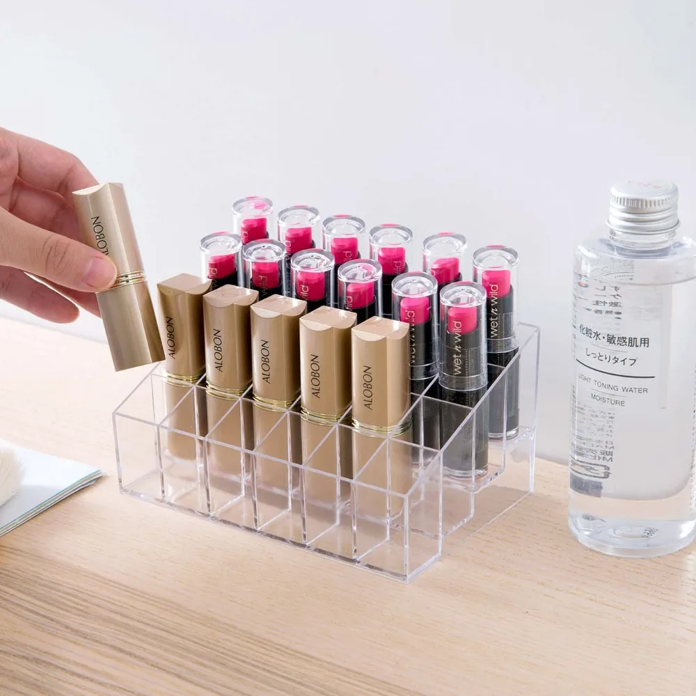 

24 grid lipstick rack display jewelry box cosmetic storage box rouge cosmetic storage box makeup storage brush holder