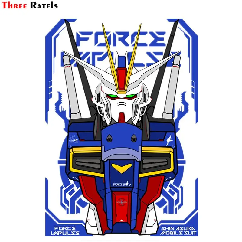 

3D наклейки Three Ratels FC468 импульсные силы, Мультяшные Стикеры для автомобиля, аниме, мотоциклетная наклейка