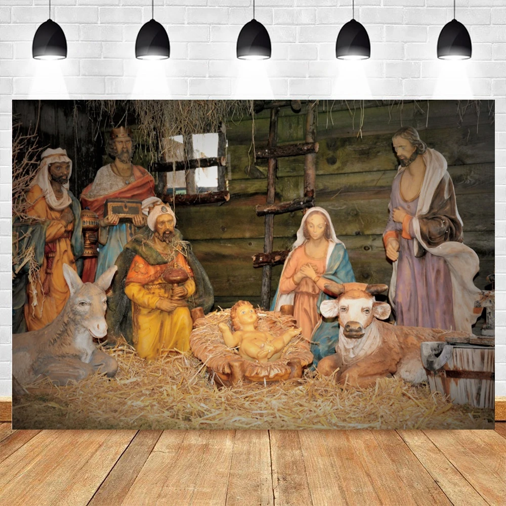 Рождественский стабильный фон для фотосъемки с христианским Иисусом и