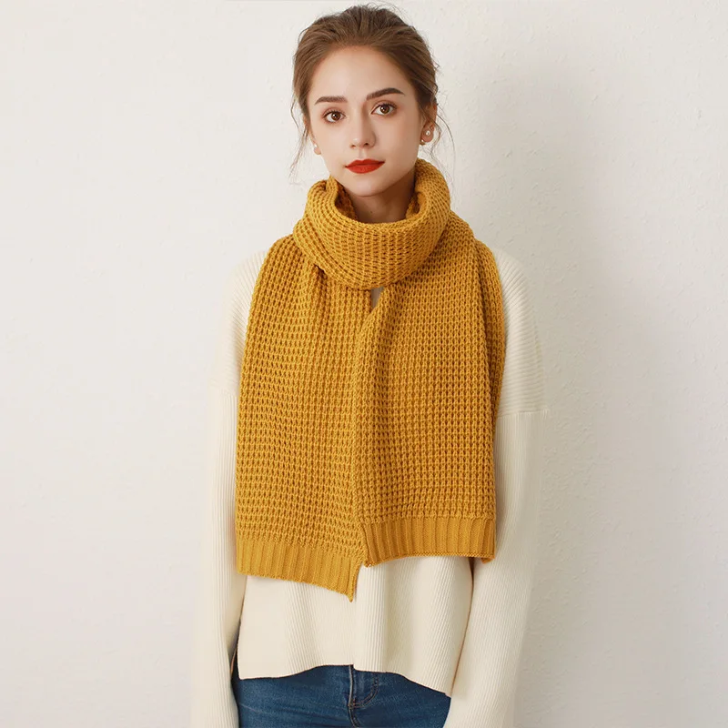 

JTVOVO 2021 New 25x180CM 2 Color Imitation Cashmere Winter Warm Scarf Women's Luxury Knitted Scarver Windproof Fashion Pashmina