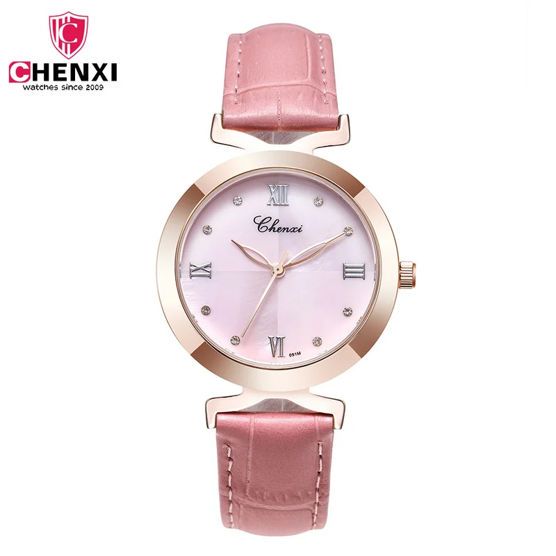 

CHENXI Fashion Quartz Ladies Watch Mother-of-pearl Dial Simple Waterproof Temperament Diamond Luxury Watch WA181
