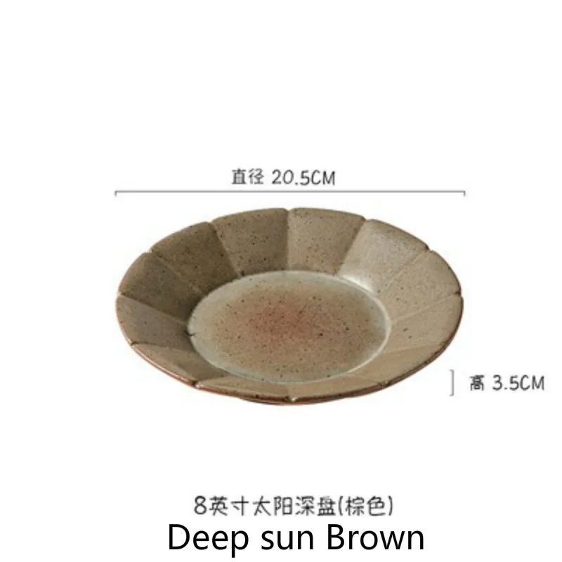 Deep sun Brown FANTERCY Японский ретро тонкий керамический креативный Западный простой блюдо для стейков домашний Ретро Круглый Салатница посуда и тарелки наборы - Цвет: Deep sun Brown