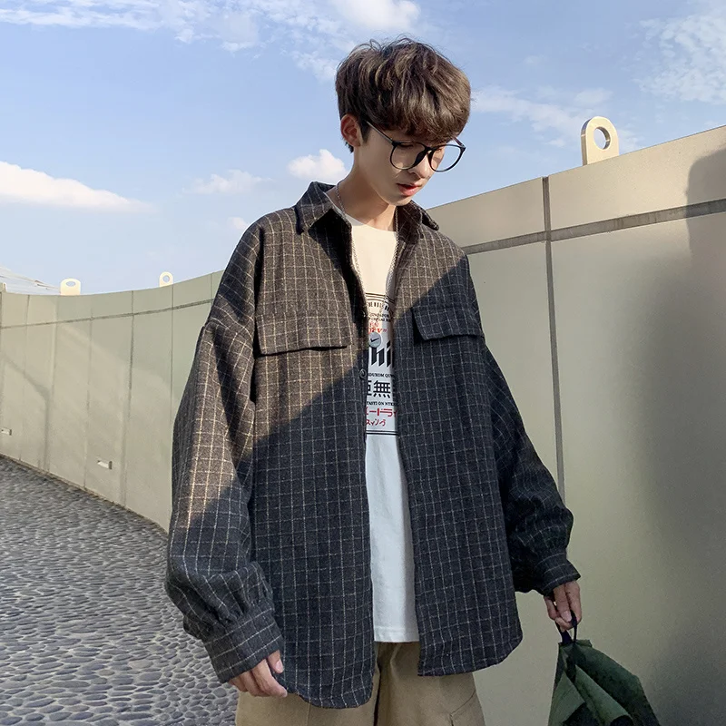 Рубашка Liketkit мужская в клетку Повседневная теплая куртка с хлопковый Фонарь