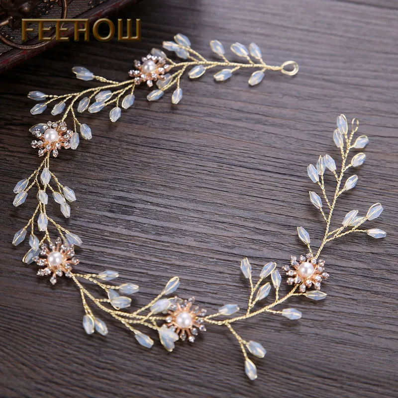 FEEHOW 2019 новая горячая Классическая Имитация жемчуга лист Стиль головной убор для