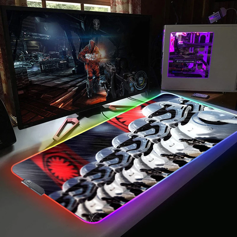 

Stars Wars Large LED Light RGB Gaming Mouse Pad USB Wired Gamer Mousepad Mice Mat 7 Dazzle Colors for Computer PC Keyboard Rug