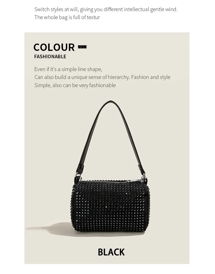 

Female Bag New Style 2021 Chain Rhinestone Bag Diagonal Small Square Bag Trendy Underarm Shoulder Bag Bags