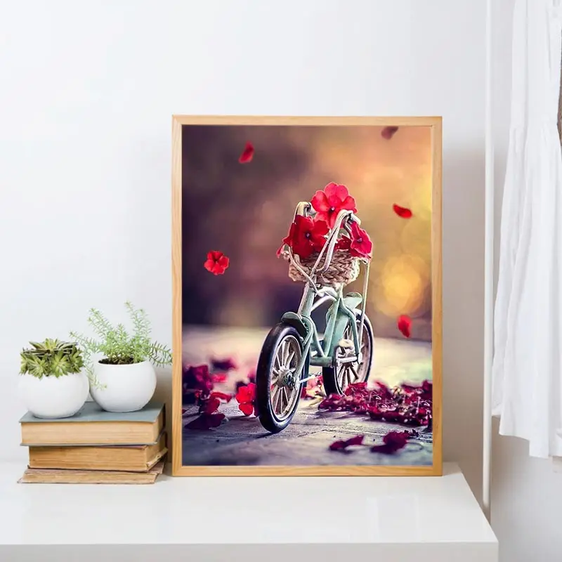 

5D Diamond Painting Rose Bicycle Scenery Handmade DIY Diamond Painting Embroidery Mosaic Cross Embroidery Artist Painting