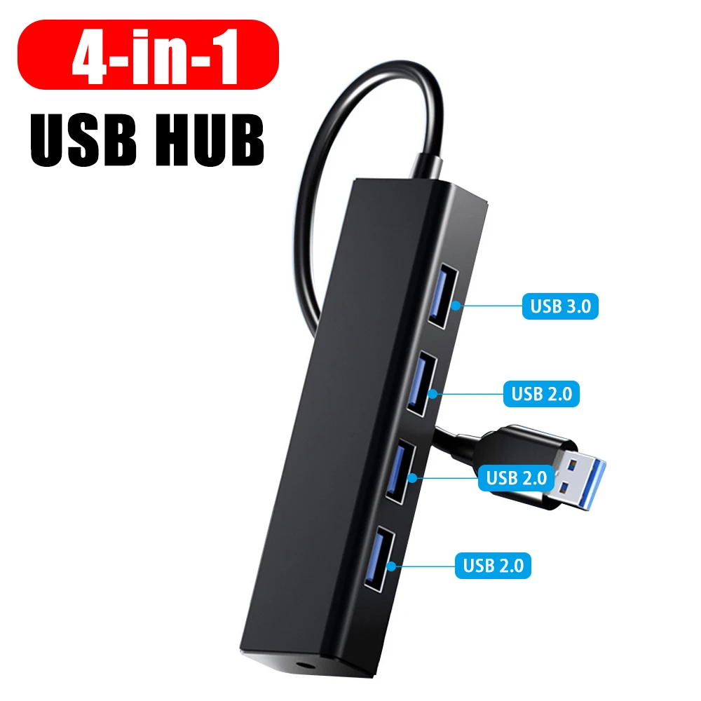 

Портативный разветвитель 4 в 1, USB 3,0 2,0, OTG хаб, кардридер, многофункциональный разветвитель для клавиатуры, лампа вентилятора