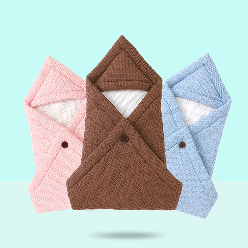 Детские спальные мешки для коляски зимние теплые вязаные пеленки новорожденных