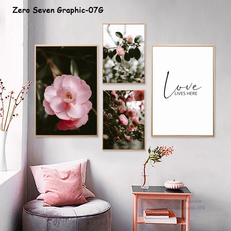 Винтажный цвет цветущие цветы камелии водонепроницаемый глянцевый Холст