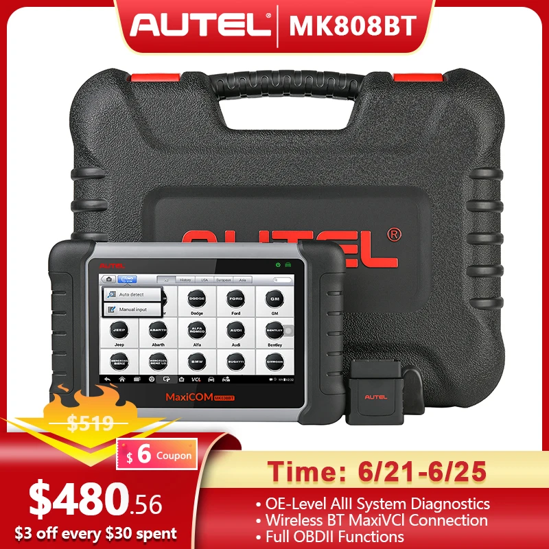 2021 Autel MK808BT Wi Fi автомобильный диагностический инструмент OBD2 сканер Все системы
