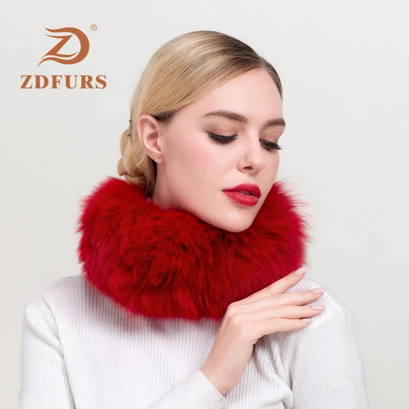 ZDFURS*, Новое поступление, повязка на голову из лисьего меха, ручная работа, вязаный эластичный шарф из лисьего меха, шарф, карамельный цвет, меховой шарф для шеи