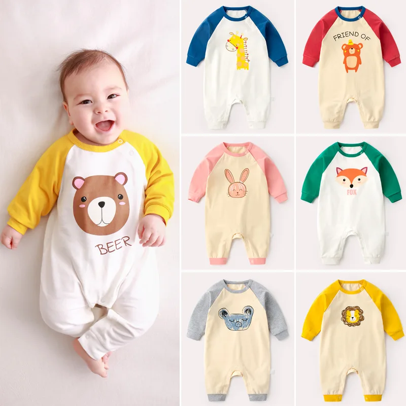 

Детский комбинезон, одежда для мальчиков от 3 до 24 месяцев Пижама с рисунком льва и медведя длинный комбинезон для малышей, Одежда для новоро...