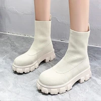 st375 autumn winter new couple socks shoes women thick soled casual large size net red knitted short boots women botas de mujer
