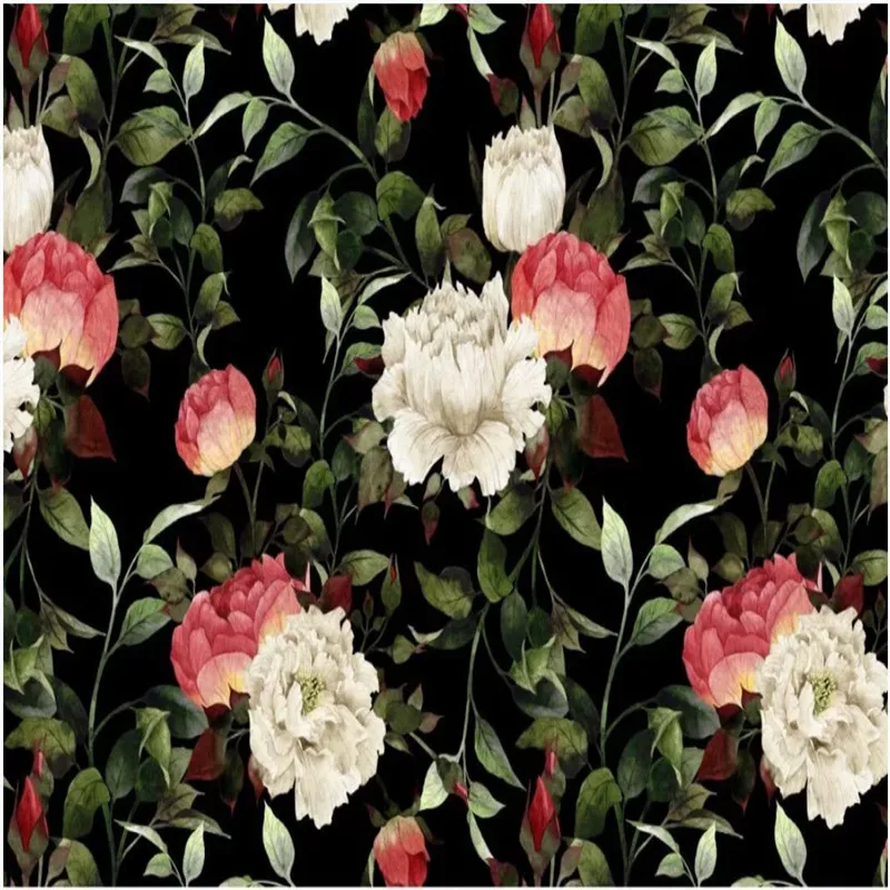 HD ручная роспись акварель черный низ красный белый пион цветок росписи