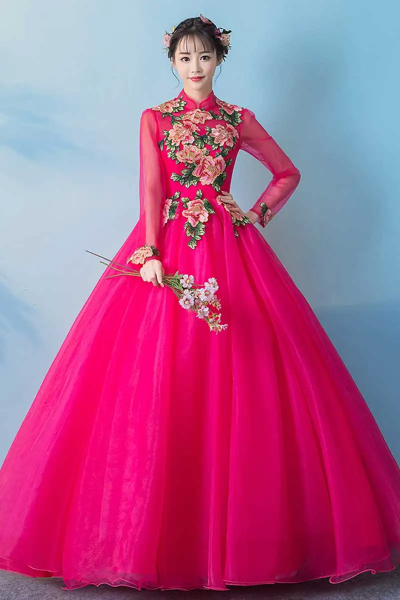 

Quinceanera Dress 2020 New Gryffon The Red Party Prom Fromal Dress Full Sleeve High Neck Ball Gown Vintage Vestidos Robe De Bal