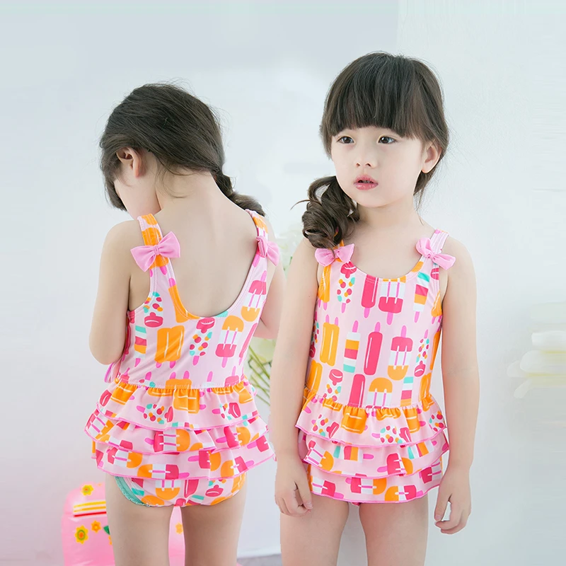 Купальный костюм для девочек 1 предмет От до 8 лет детский купальник с рисунком