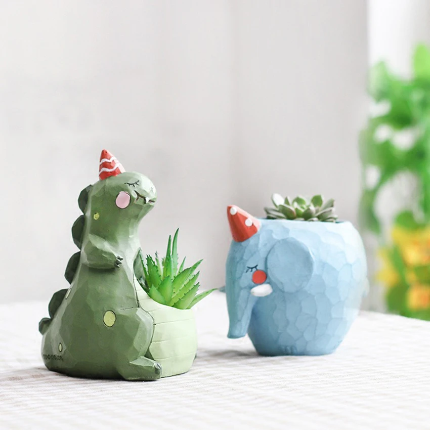 

Cute Animal Resin Succulent Flower Pot Combination Personalized Desktop Small Fresh Gardening Plant Potted Decorative Ornaments