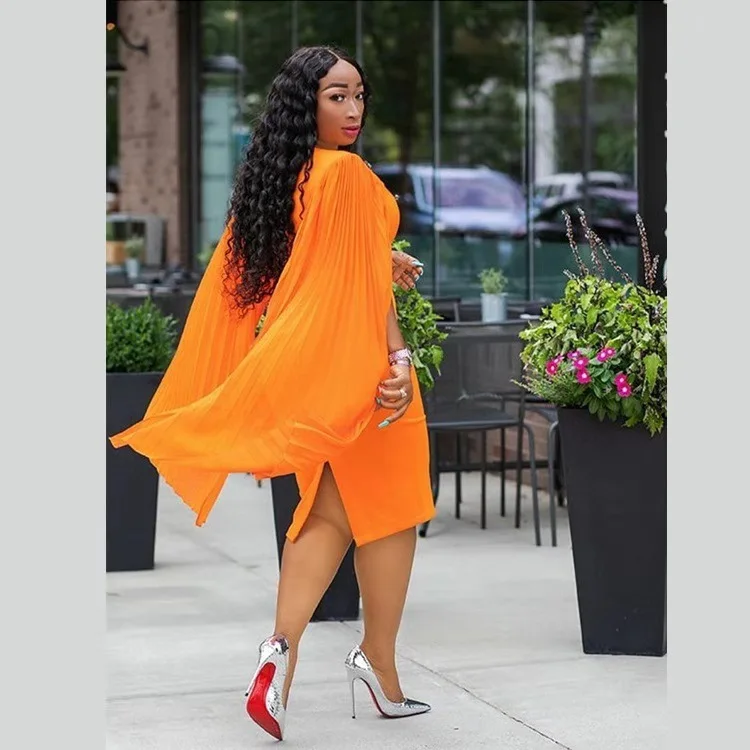 Женское вечернее платье с рукавами-часами плиссированное облегающее