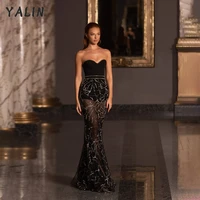 yalin see thru mermaid evening dresses sweetheart black sexy women formal party dress sequin customer made gown robe de soiree
