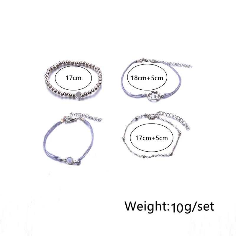 4 Pcs/Set Chians Bracelets Sets World Map Heart Beads Opal Handmade Rope Bracelet Trendy Accessories Jewelry Party Gifts | Украшения и