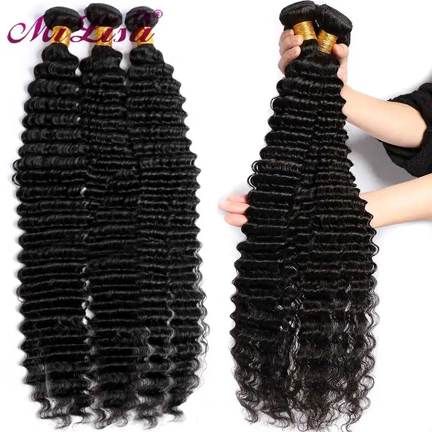 Deep Wave Bundles 30 Inch Brazilian Curly Hair Natural Human Weave No Shedding Remy Extensions | Шиньоны и парики