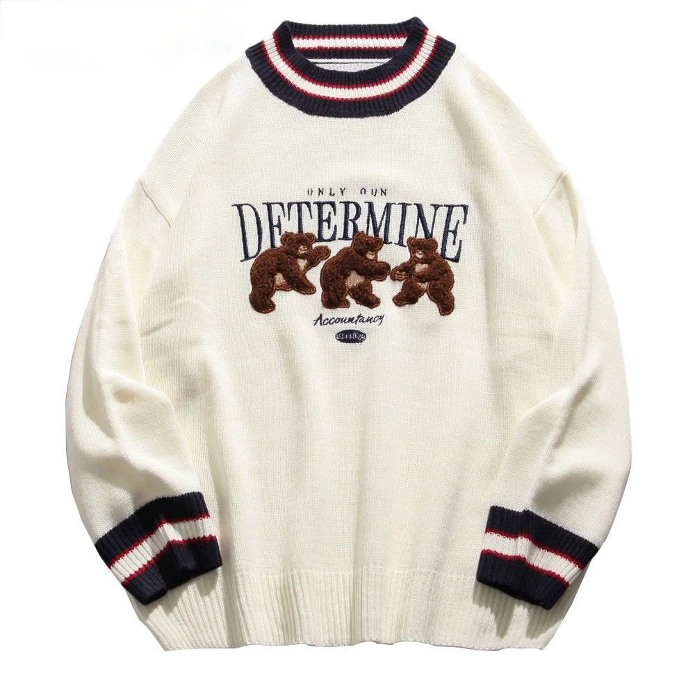 

Patchwork Striped Knitted Jumpers Sweaters Streetwear Hip Hop Harajuku Casual Pullover knitwear Mens Fashion Tops